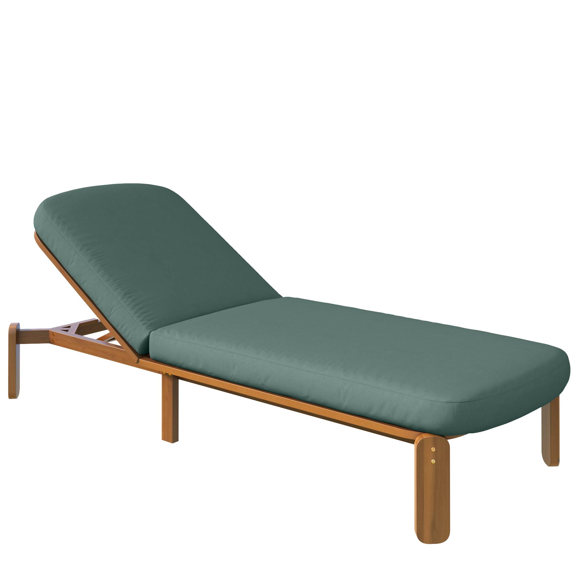 Angle. Whisen - Outdoor Adjustable Reclining Chaise Lounge with Thick Cushions for Patio, Poolside, or Beach - Green.
