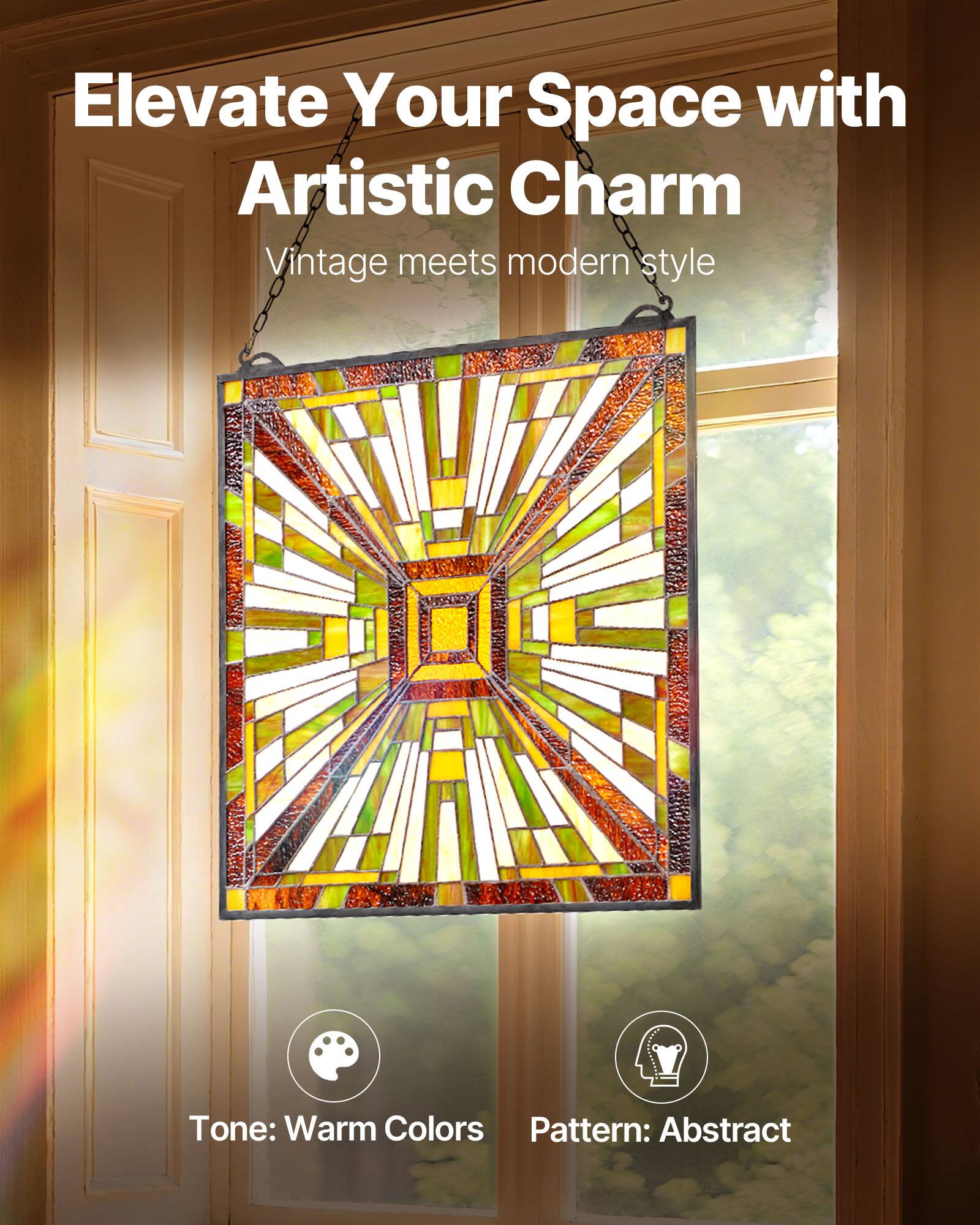 Elevate Your Space with Artistic Charm  
Vintage meets modern style  
Tone: Warm Colors  
Pattern: Abstract