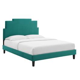 Modway - Lindsey Performance Velvet Full Platform Bed - Blue
