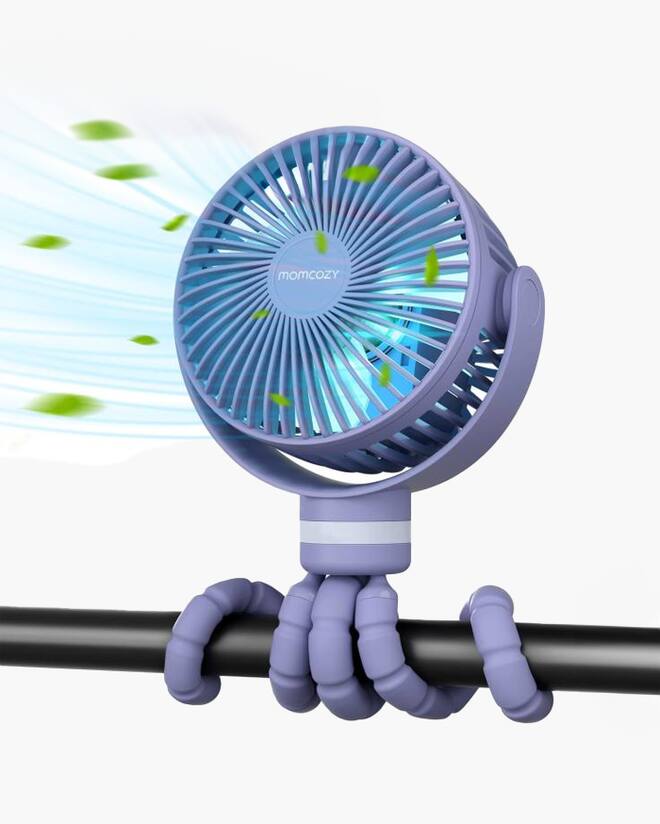 Front. Momcozy - USB Rechargeable Handheld Cooling Fan for Travel - Purple.