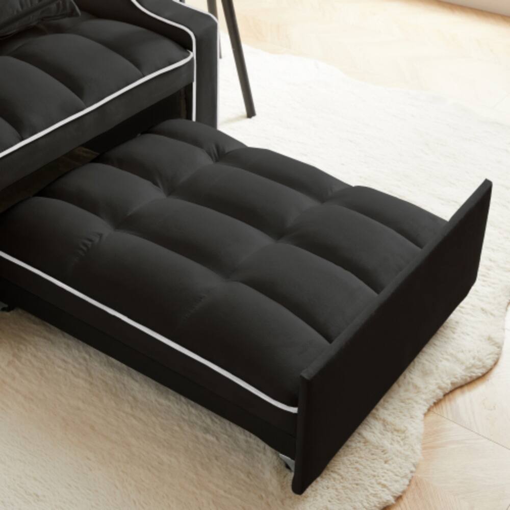 Alt View 1. LUCKY ONE - 3-in-1 Convertible Sleeper Sofa Chair Bed w/ USB Type-C Phone Holder Side Pockets - Black.