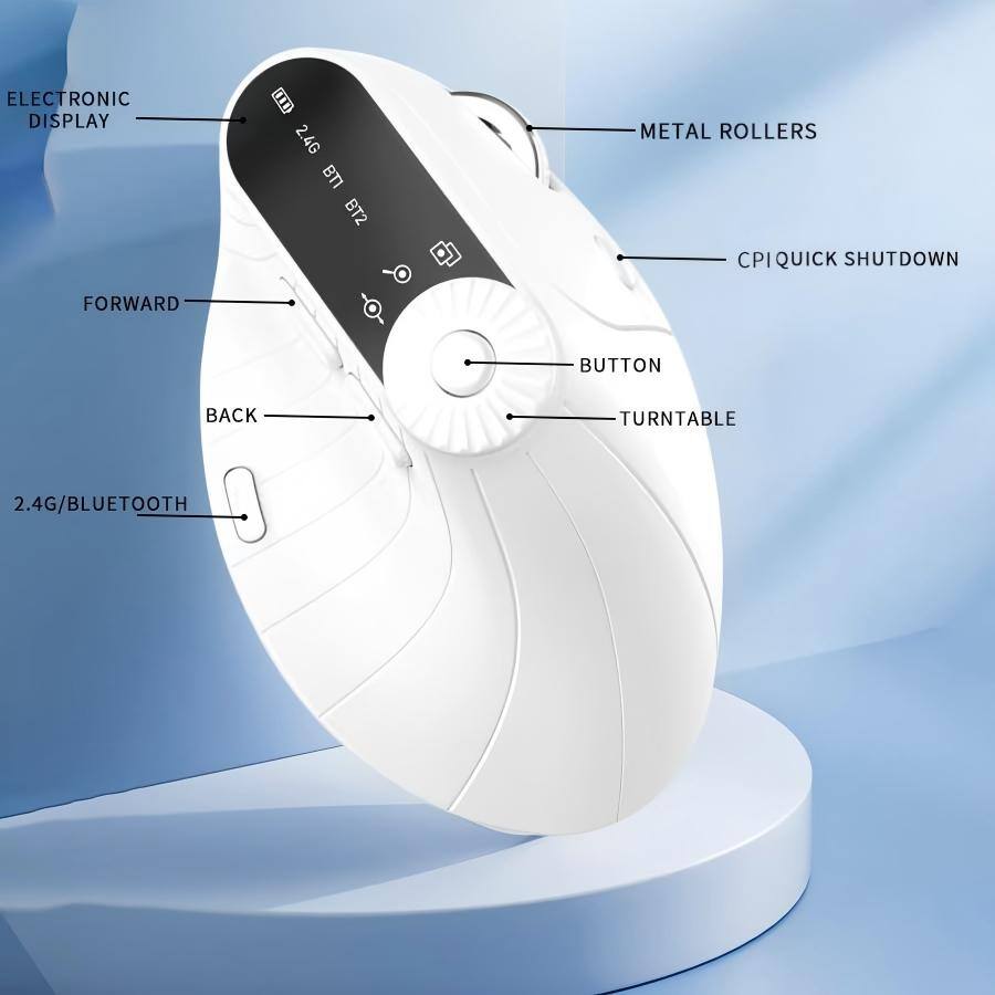 ELECTRONIC DISPLAY  
2.4G BT BT2  
METAL ROLLERS  
CPI QUICK SHUTDOWN  
FORWARD BUTTON  
BACK  
TURN TABLE  
2.4G/BLUETOOTH