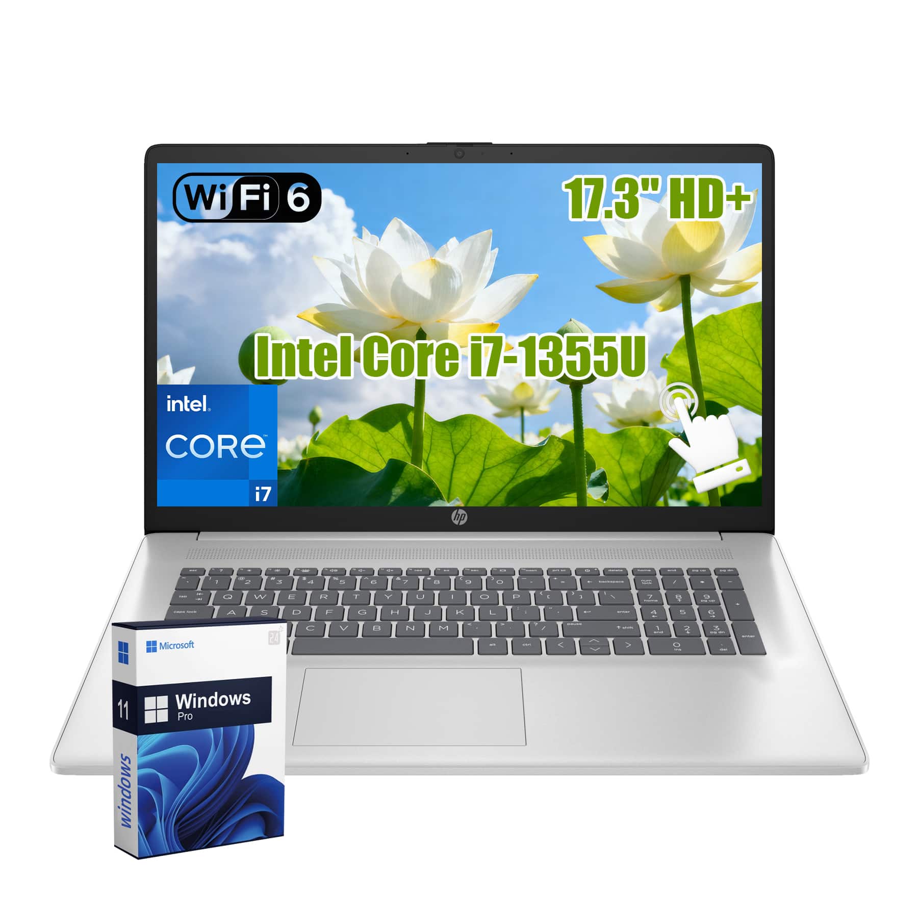 HP - 17.3" HD+ Touchscreen Laptop - Intel Core i7-1355U - 8GB RAM - 512GB SSD - Backlit Keyboard - Windows 11 Pro - Silver