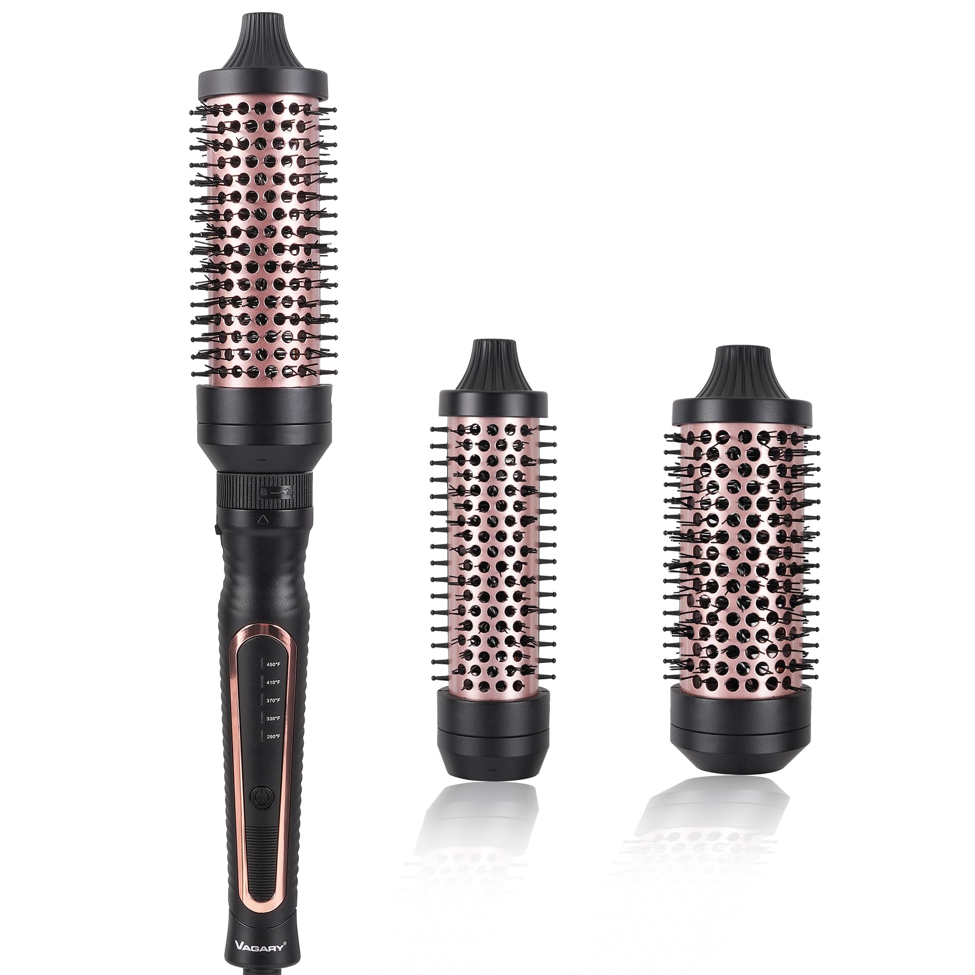 Front. Reds Spade - Thermal Brush Heated Round For Blowout Look Dual Curling Iron Ceramic Tourmaline Detachable Combs - Default.