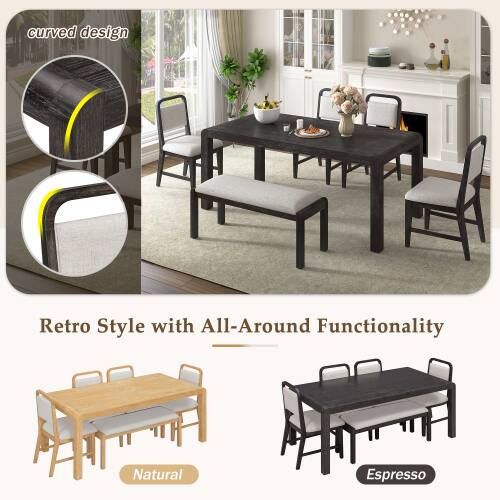 curved design  
Retro Style with All-Around Functionality  
Natural Espresso