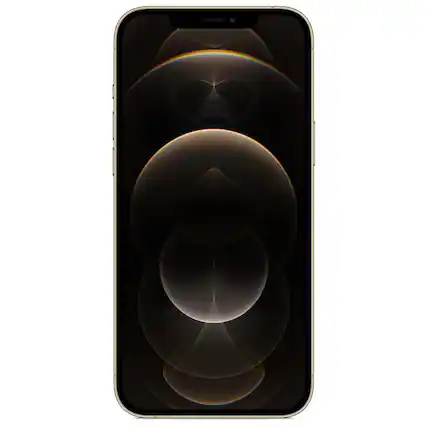 Front. Apple - iPhone 12 Pro Max A2342 (Fully Unlocked) 128GB w/ Pre-Installed Tempered Glass - Gold.