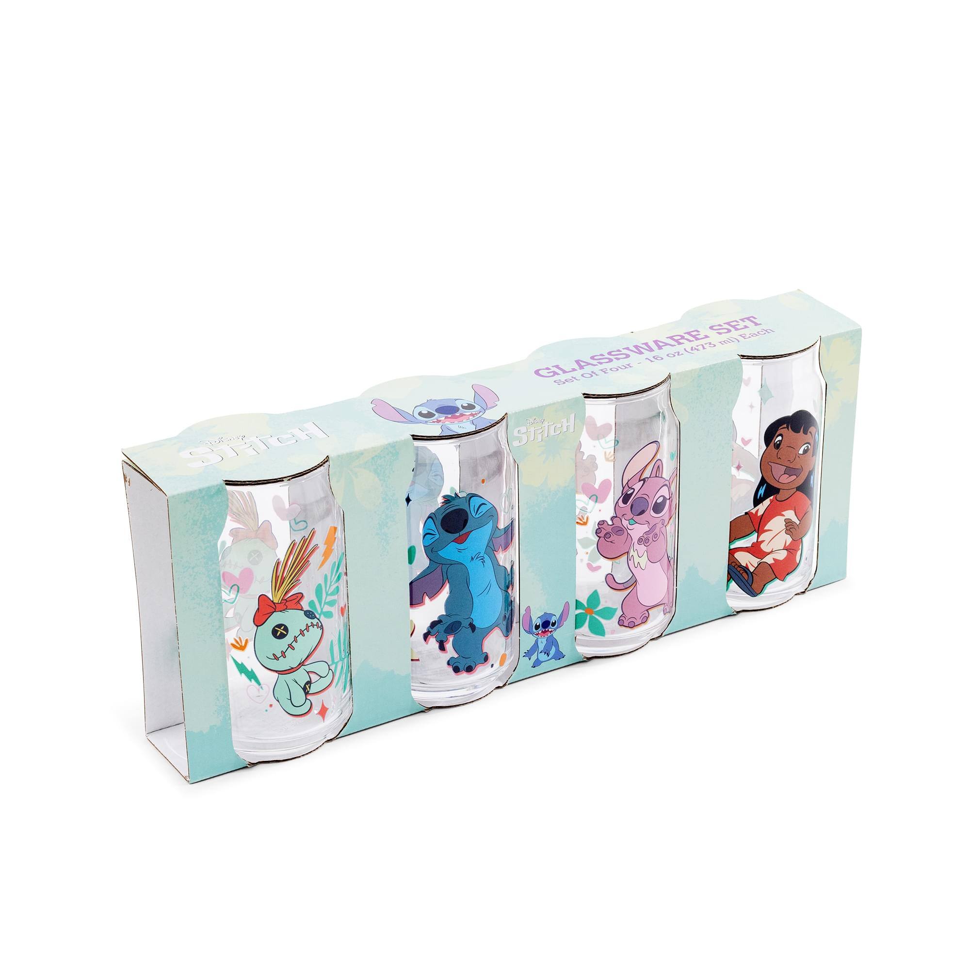 Silver Buffalo - Disney Lilo & Stitch Characters 4-Piece Glass Can Set | Each Holds 16 Ounces - Multi-Colored - Thumbnail 4
