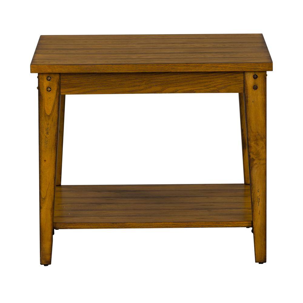 Front. Liberty Furniture Industries - Lake House Square Lamp Table in Oak - Brown.