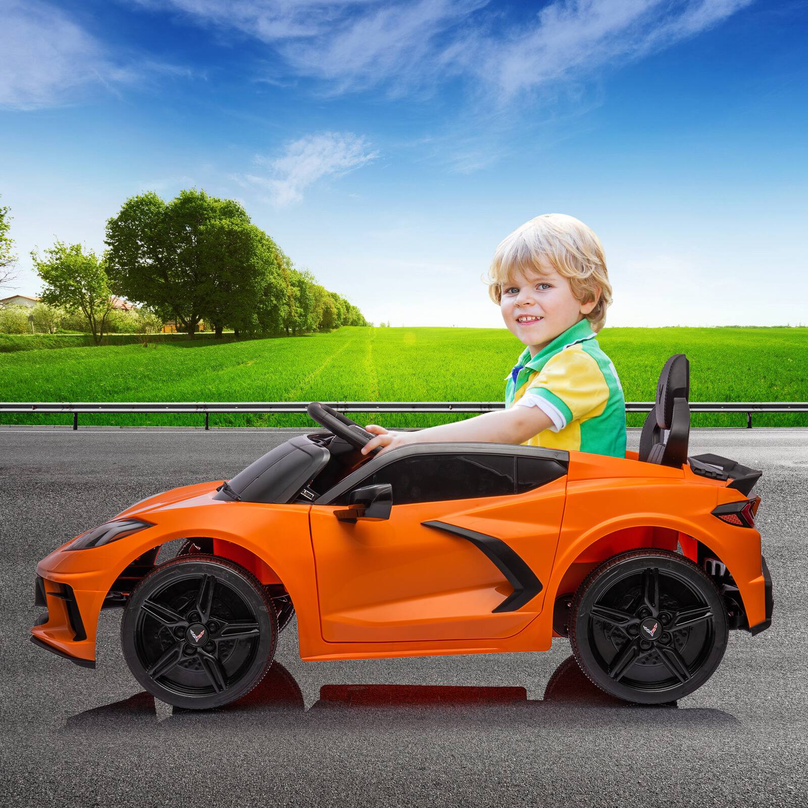 Alt View 6. GAOMON - 12V Kids Ride on Car Licensed Corvette Battery Powered Car Toddlers Electric Sports Car Toy with Remote Control, Music - color.