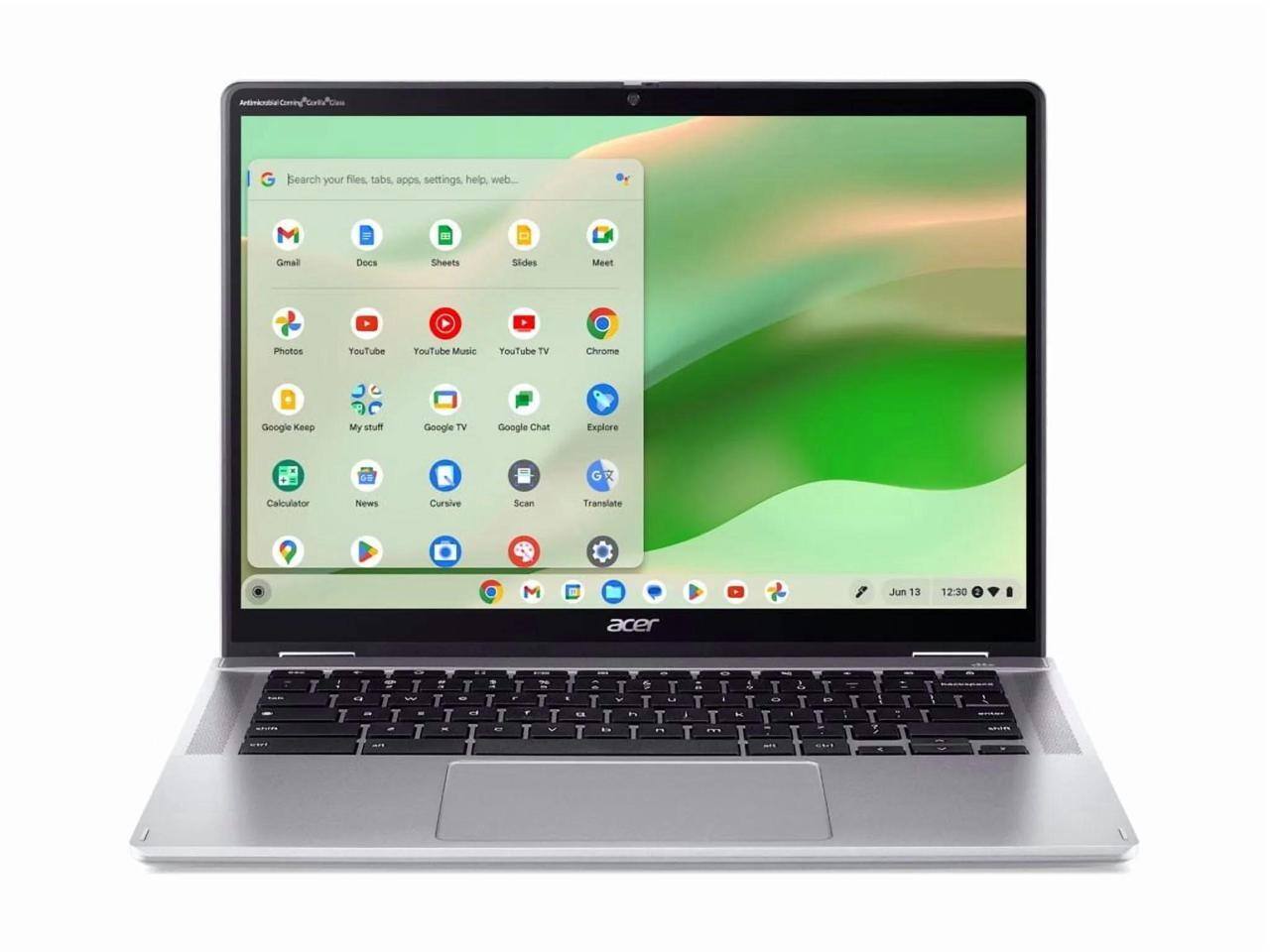 Search your files, tabs, apps, settings, help, web...

Gmail Docs Sheets Slides Meet Photos YouTube YouTube Music YouTube TV Chrome Google Keep My stuff Google TV Google Chat Explore Calculator News Cursive Scan Translate

Jun 13 12:30 acer