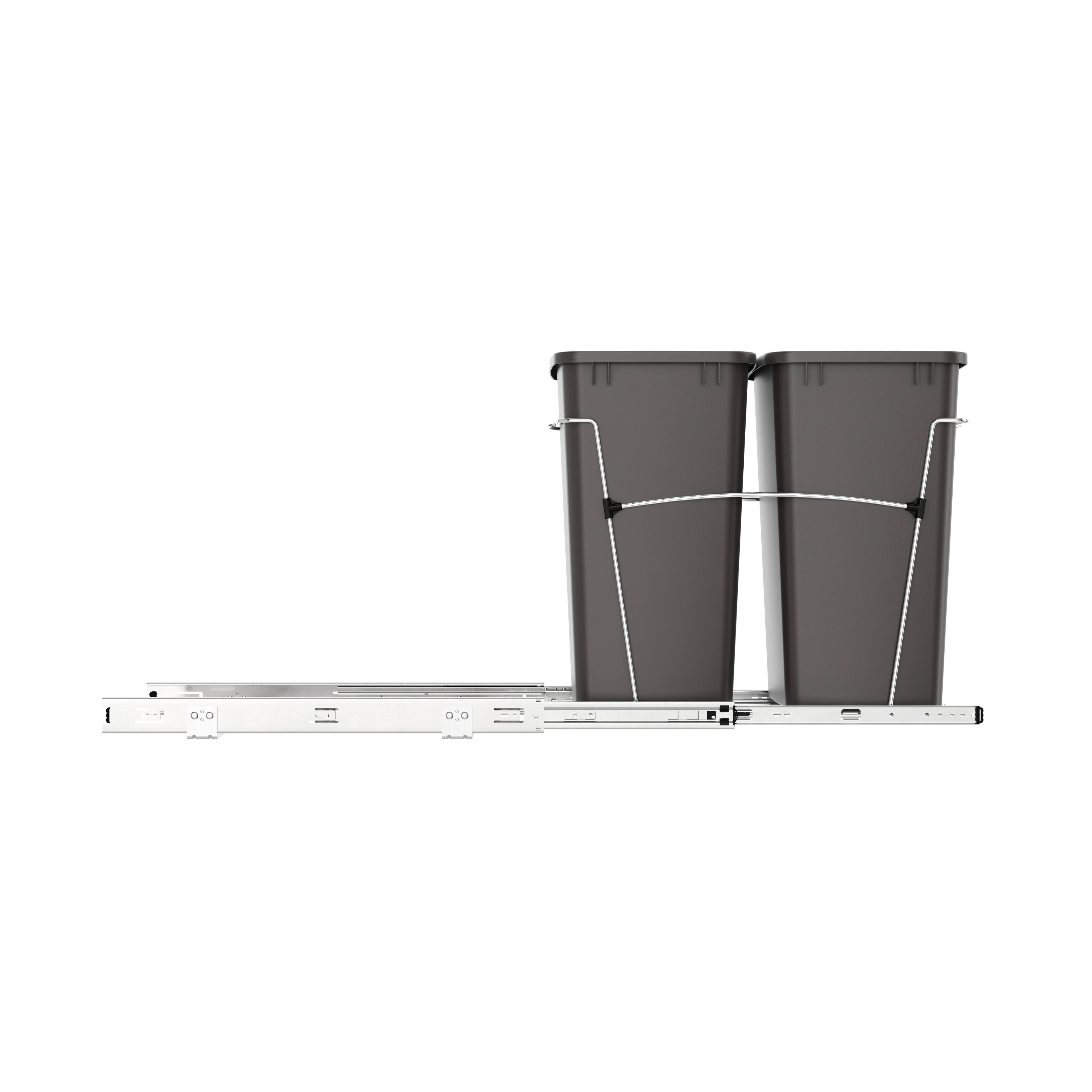 Alt View 7. Rev-A-Shelf - Rev-A-Shelf Double Pullout Trash Can 35 qt. for Kitchen, Gray, RV-18KD-13C-S - Orion Gray.