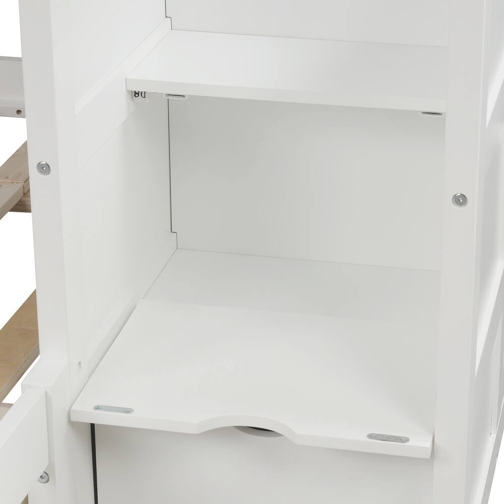 Alt View 6. Loheer - Loheer Twin over Full Bunk Bed with Stairs, White Convertible Bunk Bed with Storage Drawers - White.