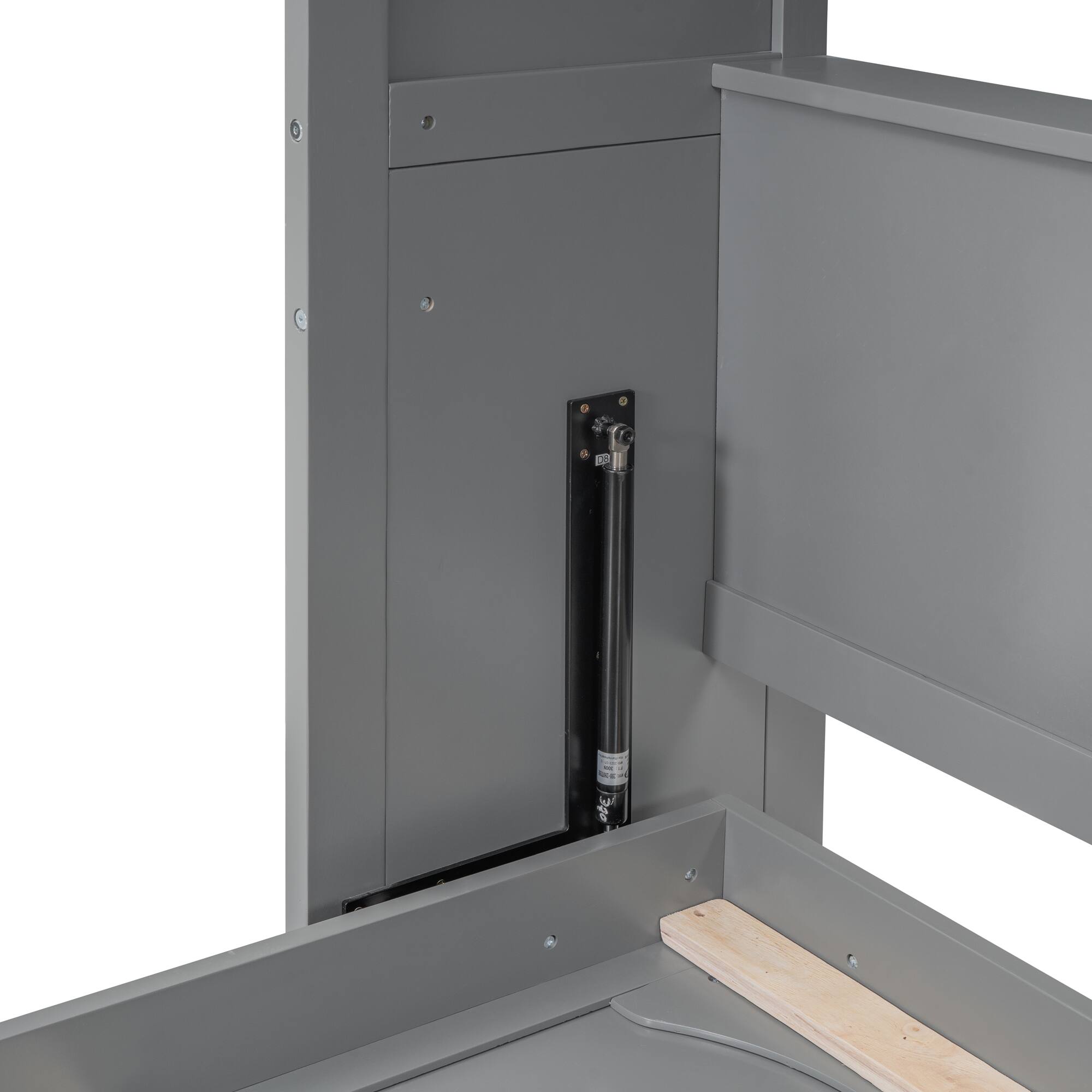 Alt View 8. Tiramisubest - Full Size Murphy Bed with Shelves, Gray, Solid Wood + MDF, Space-Saving - Gray.