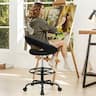 KERDOM - Tall Office Chair for Standing Desk, Painting Drafting Chair, Swivel Counter Bar Stool with Footrest, Adjustable Height - Black
