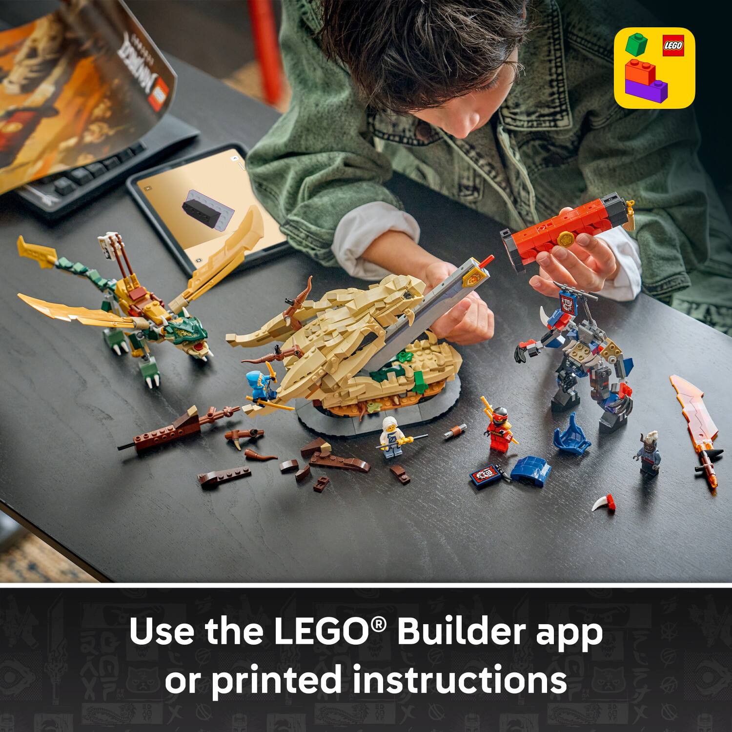 Use the LEGO® Builder app or printed instructions