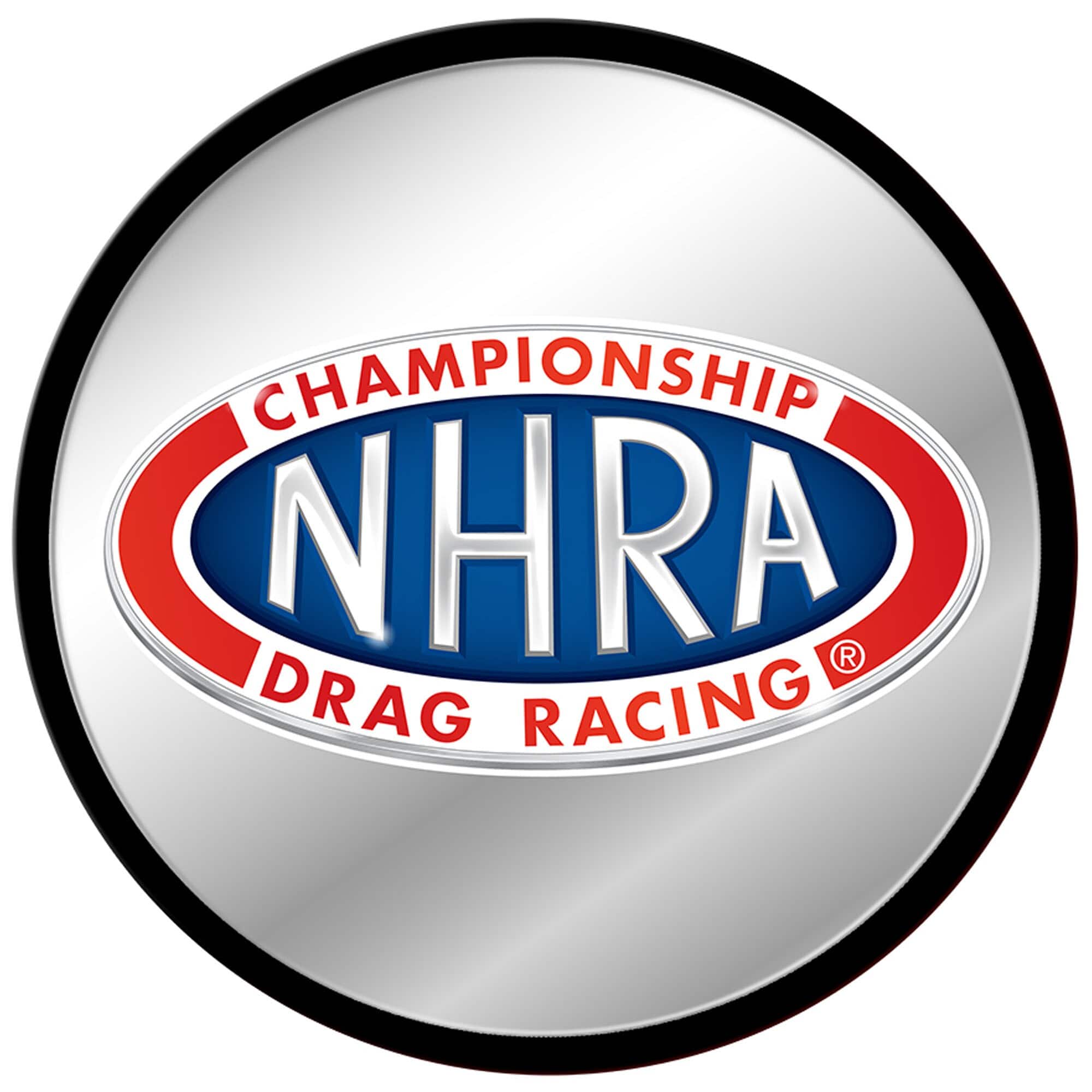 The Fan-Brand - NHRA Championship Drag Racing 17.5" Modern Disc Mirrored Wall Sign - Multicolor