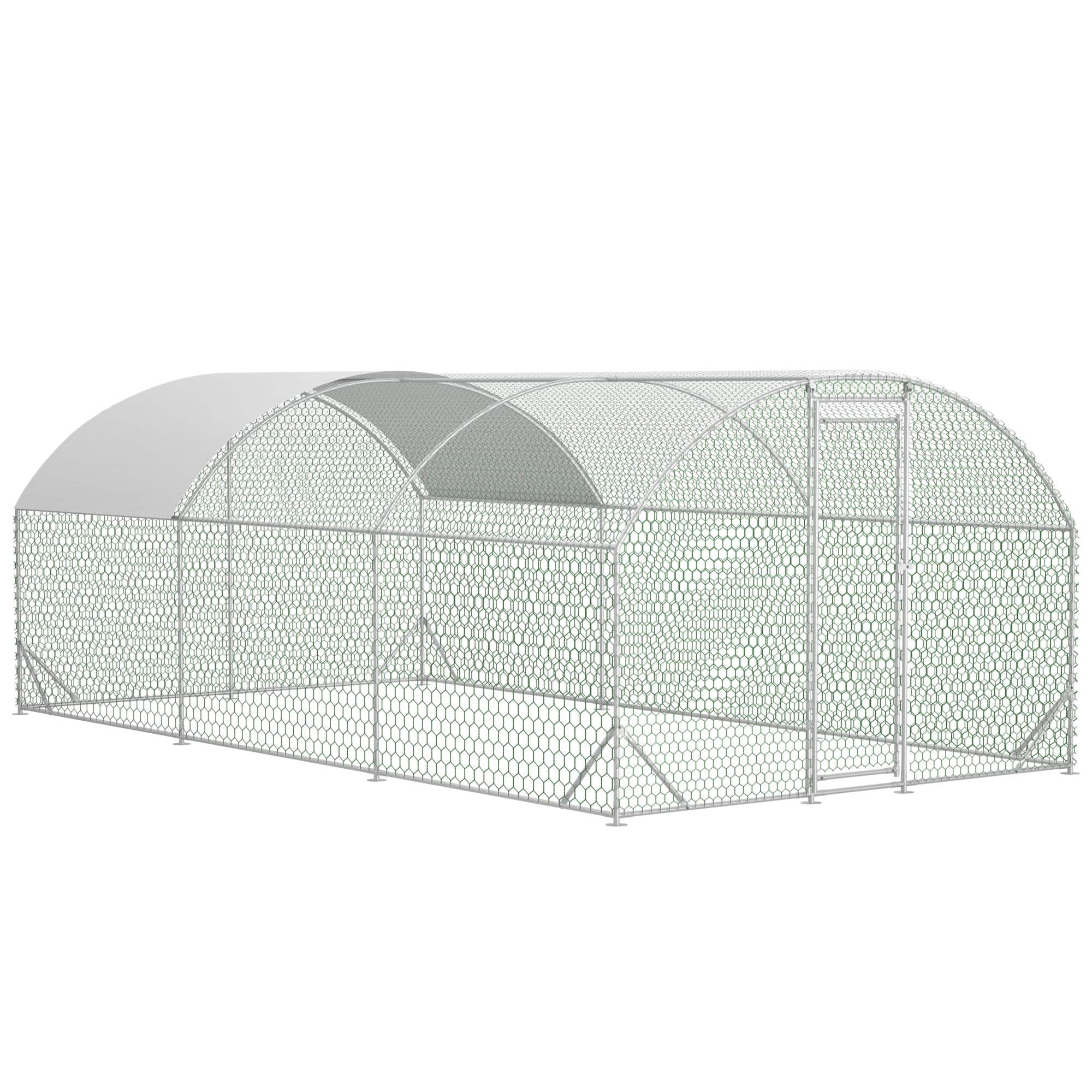 Mondawe - 10ft x 20ft Large Metal Chicken Coop with Waterproof and Anti-UV Cover