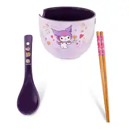 Silver Buffalo - Sanrio Kuromi 20-Ounce Ramen Bowl With Chopsticks and Spoon - Purple