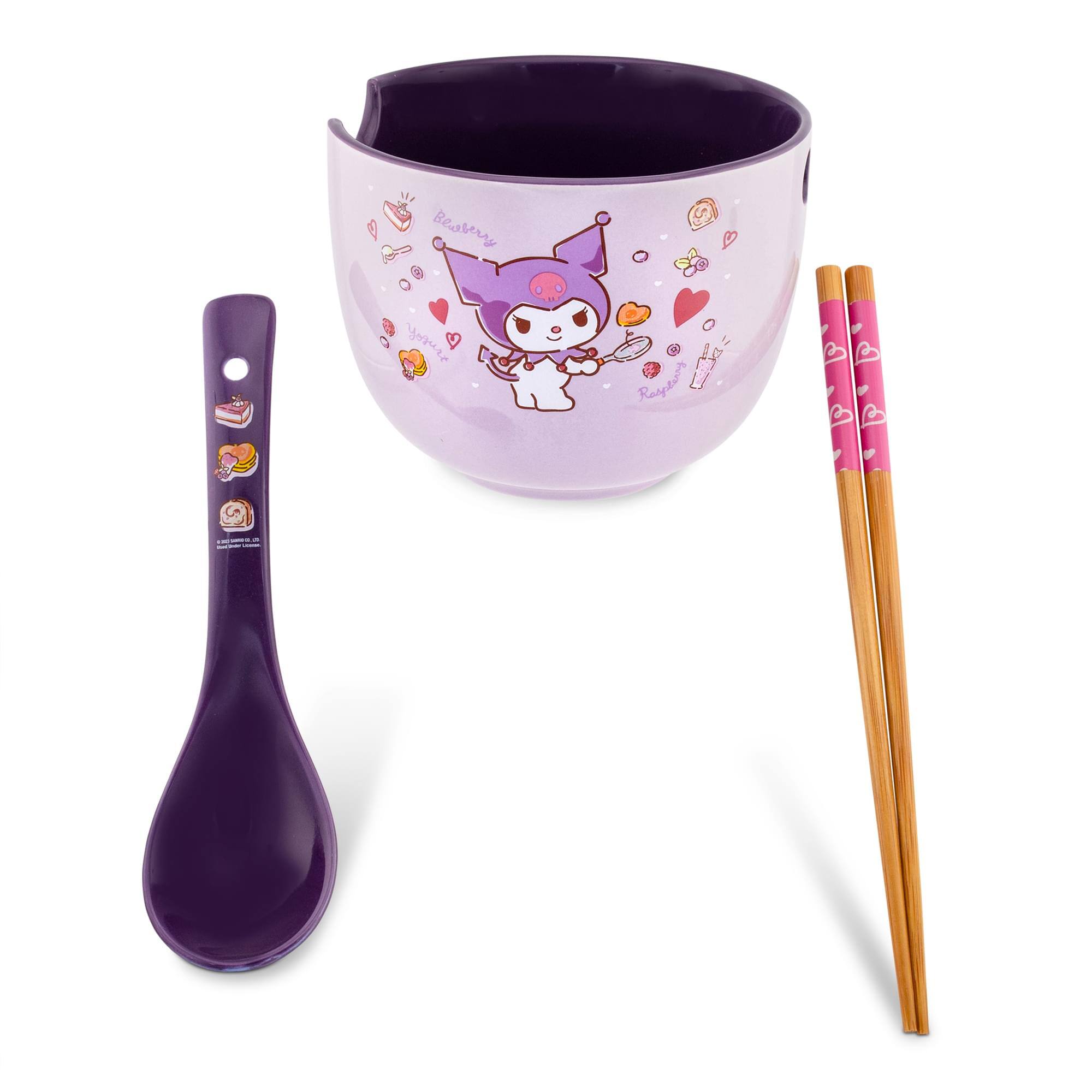 Silver Buffalo - Sanrio Kuromi 20-Ounce Ramen Bowl With Chopsticks and Spoon - Purple