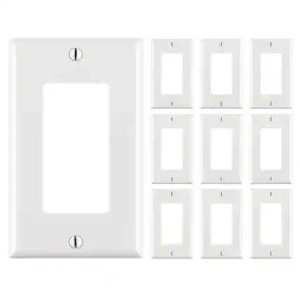 Front. Cmple.com - Cmple - Decorator Wall Plate Insert Decorative Faceplate Standard Keystone Wall Plate Cover - 1 Gang - 10 Pack - White.