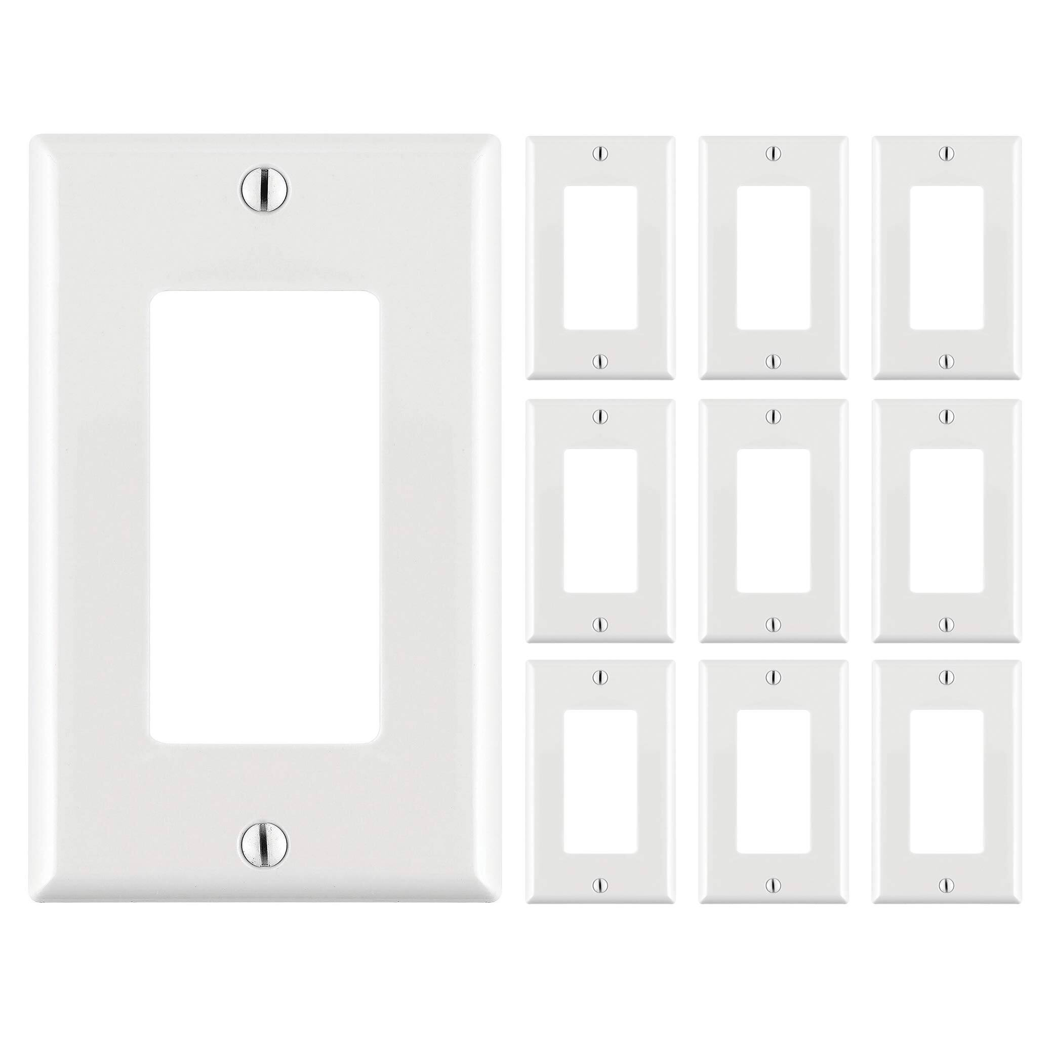 Front. Cmple.com - Cmple - Decorator Wall Plate Insert Decorative Faceplate Standard Keystone Wall Plate Cover - 1 Gang - 10 Pack - White.