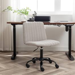 HTUTWOO - Armless Office Chair, 360° Swivel Adjustable Height, Soft Breathable Fabric -for Home Office Bedroom Living Room - Gray