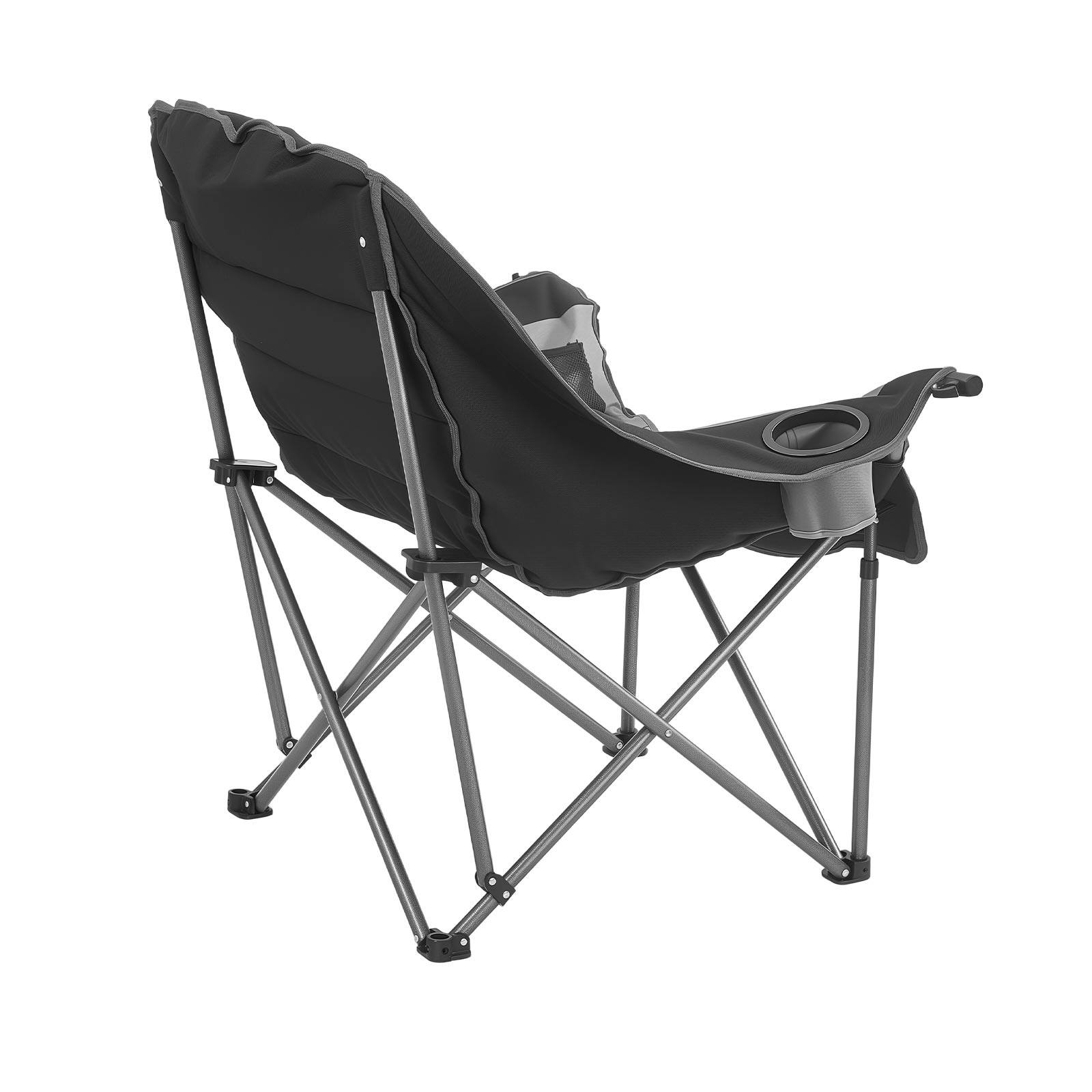 Alt View 5. VEVOR - Oversized Camping Chairs, 450 lbs Heavy Duty Support, Portable Padded Folding Camp Chairs with Dual Cup Holders - Black & Gray.