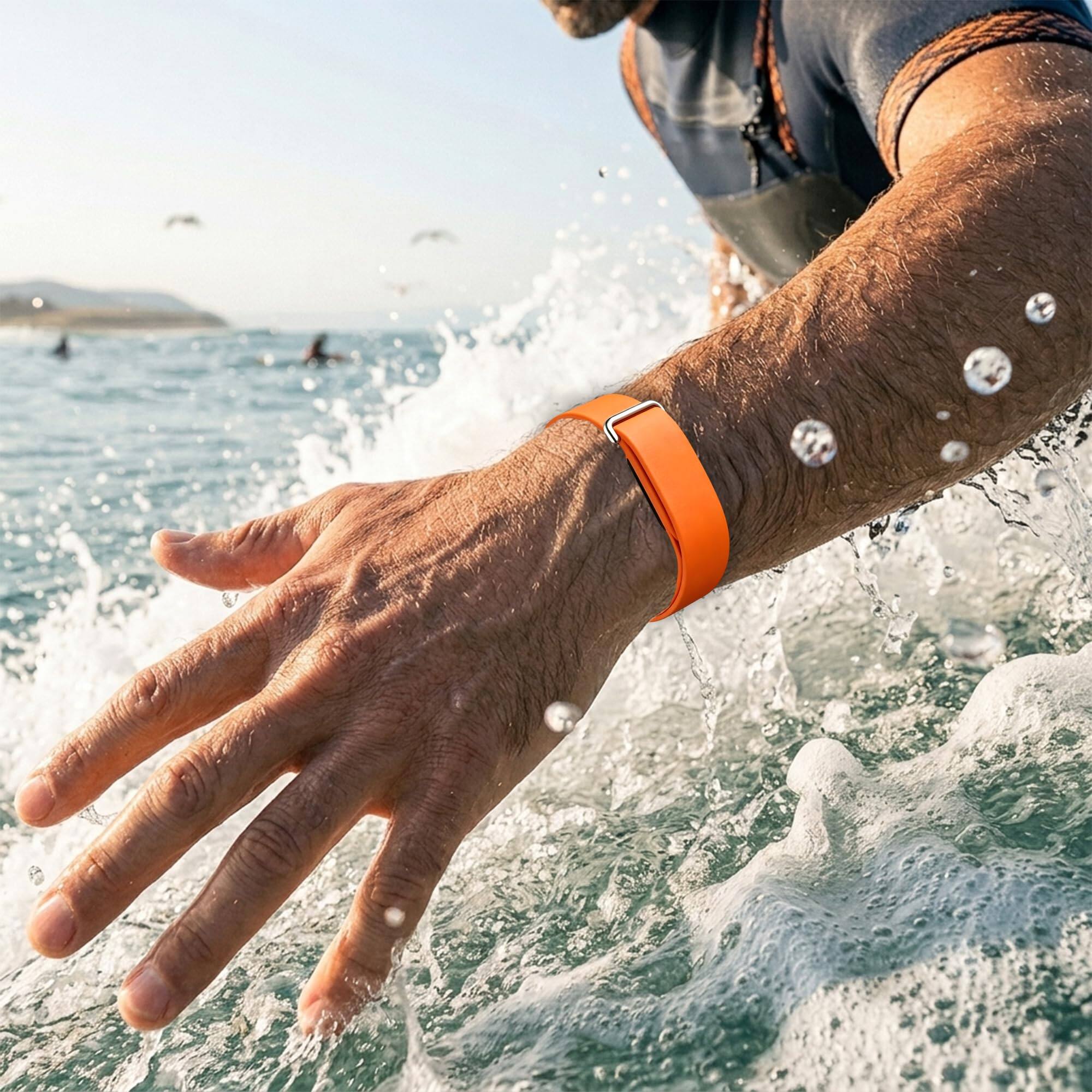 Alt View 1. Dteck - Silicone Band for Google Fitbit Air, Adjustable Skin-Friendly Rubber Sport Replacement Wristband - Orange.