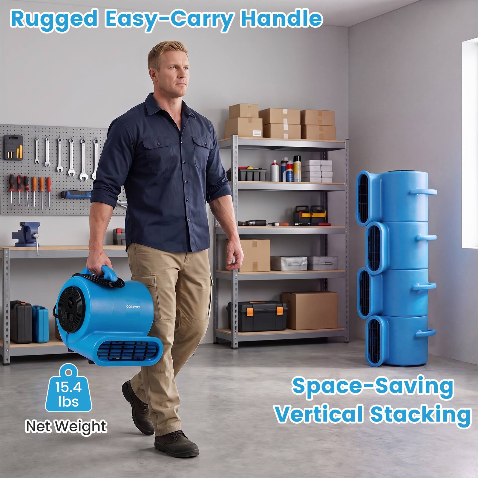 Rugged Easy-Carry Handle

COSTHOO

15.4 lbs Net Weight

Space-Saving Vertical Stacking