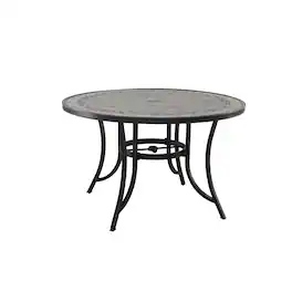 Mondawe - Outdoor Dining Table with Elegant Ceramic Tile Top and Umbrella Hole - Bronze