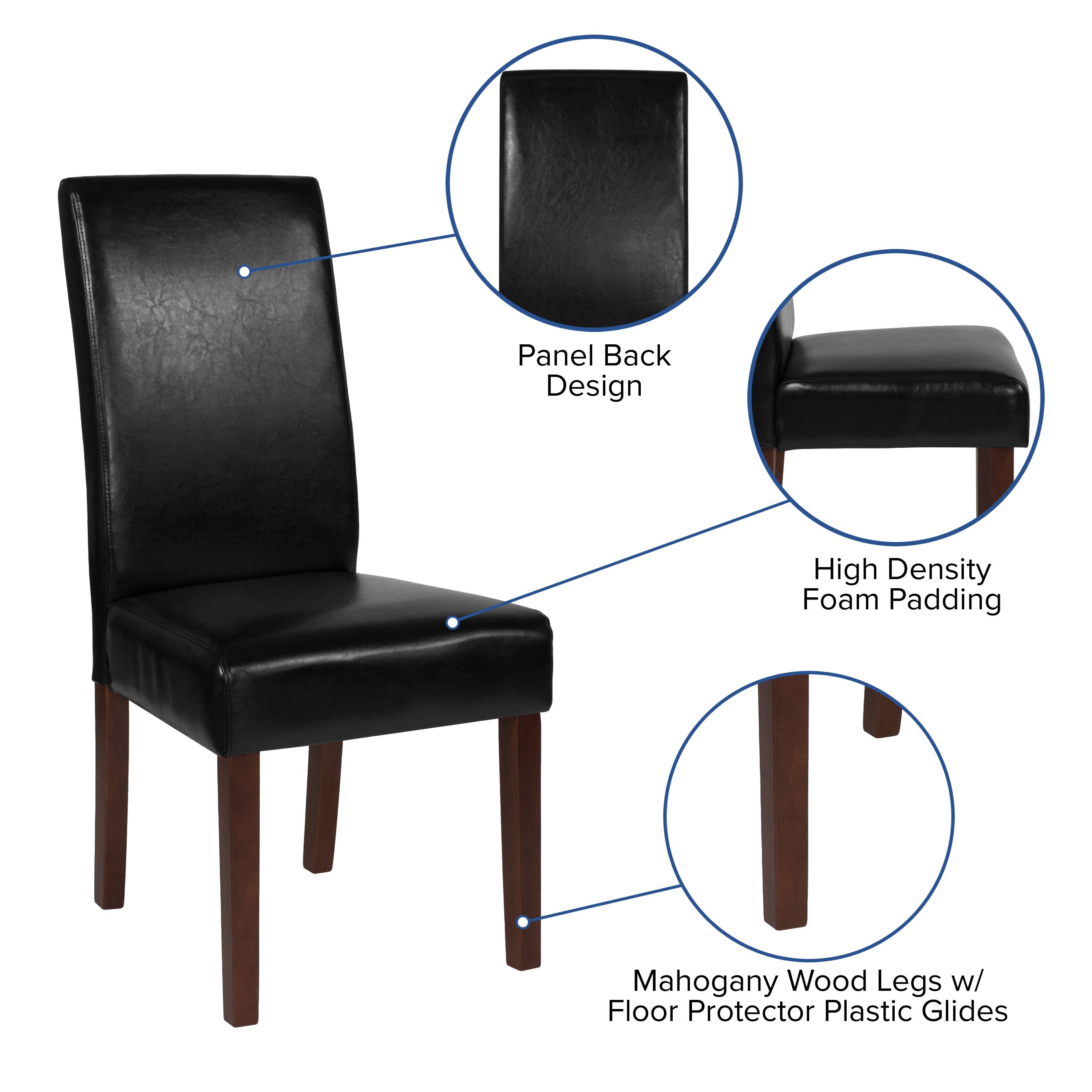 Panel Back Design  
High Density Foam Padding  
Mahogany Wood Legs w/ Floor Protector Plastic Glides