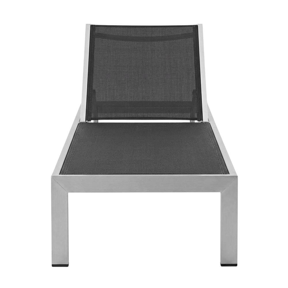 Back. Outdoor Escape - Aluminum Patio Chaise Lounge Set Of 4 With Comfortable Backrests - Black.