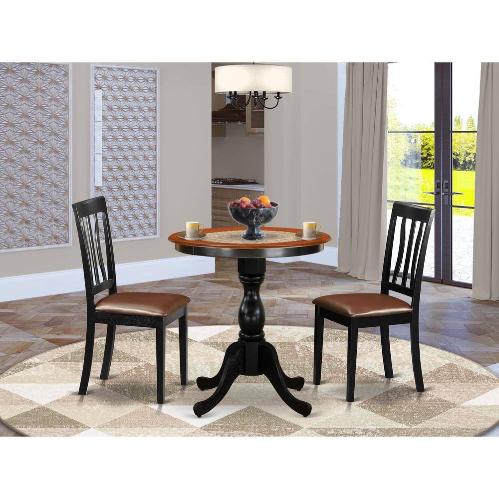Angle. East West Furniture - East West Furniture 3-Piece Dining Room Table Set Include a Dining Table and 2 Faux Leather Dining Chairs with Slatted - Multi-Color.