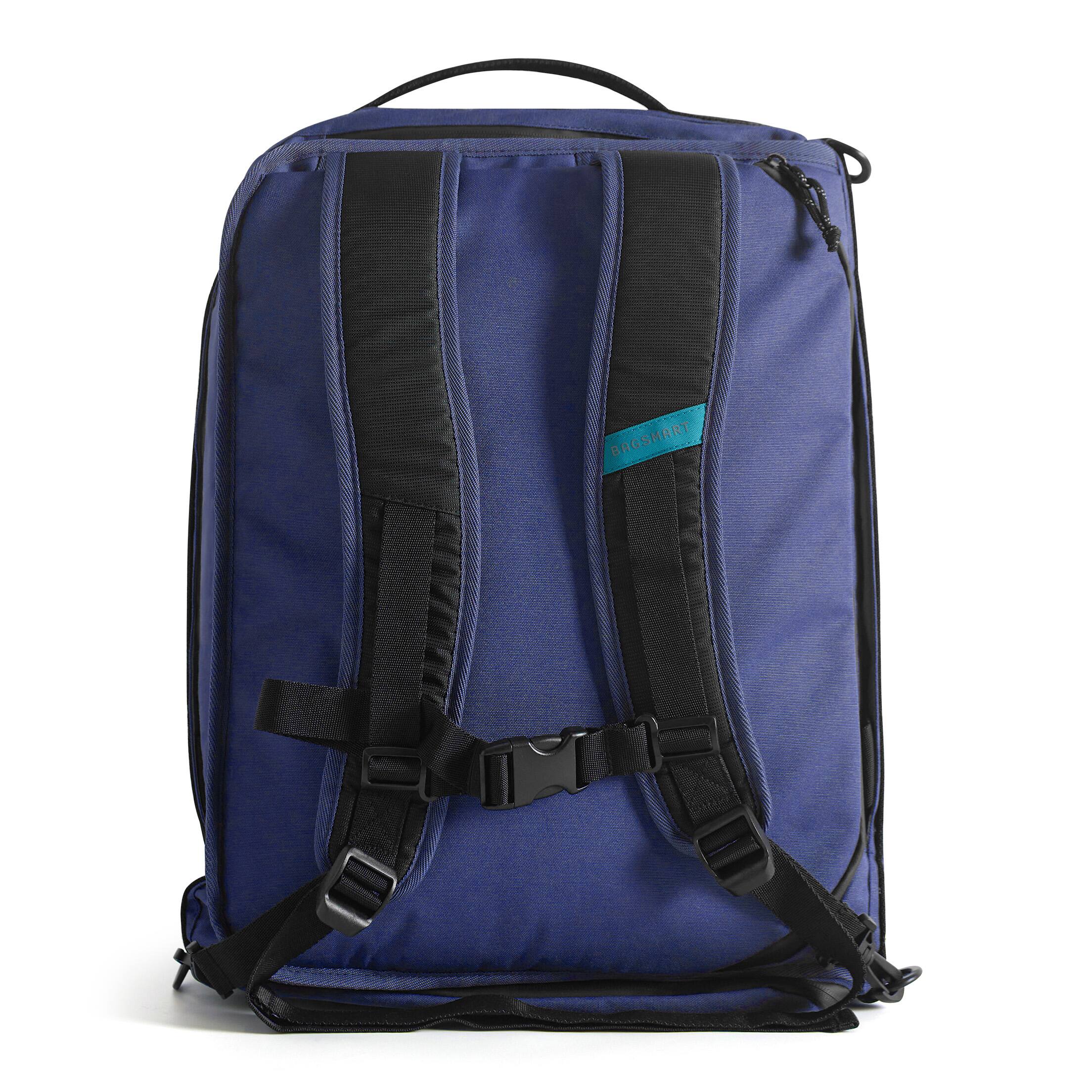 Angle. Bagsmart - Paz 43L Duffle Backpack, Water-Resistant Carry-On with 15.6" Laptop Compartment for Travel, Gym & Commute - Navy Peony.