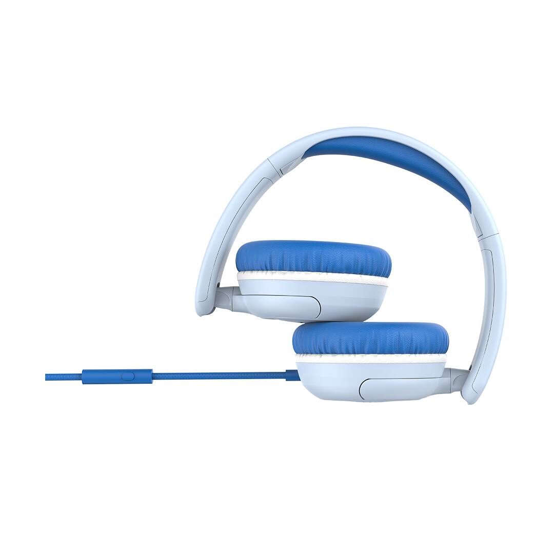 Back. myFirst - myFirst CareBuds Link W1, Foldable Wired Headphone with Kids Safe Volume Limit & Built in Mic - Mist Blue.
