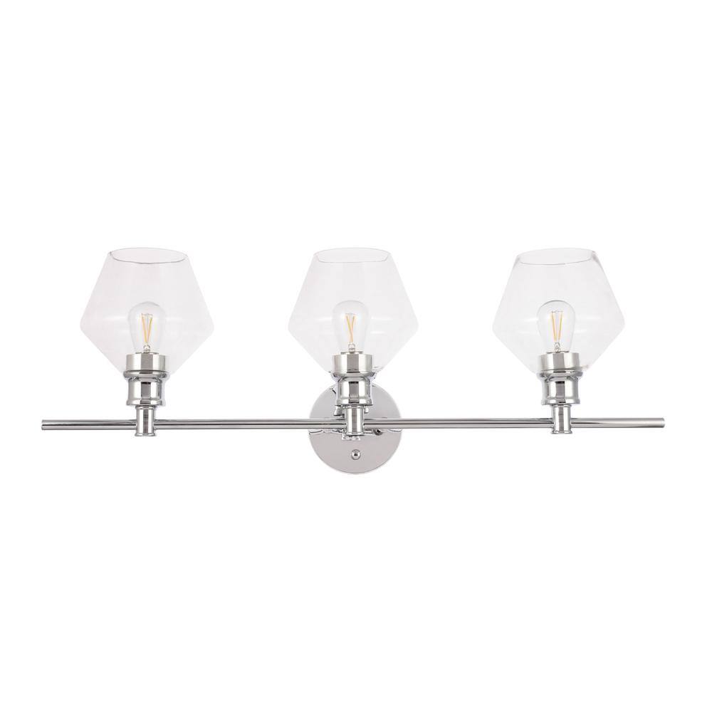Alt View 9. Living District - Gene 3 light Chrome and Clear glass Wall sconce - Chrome And Clear Glass.