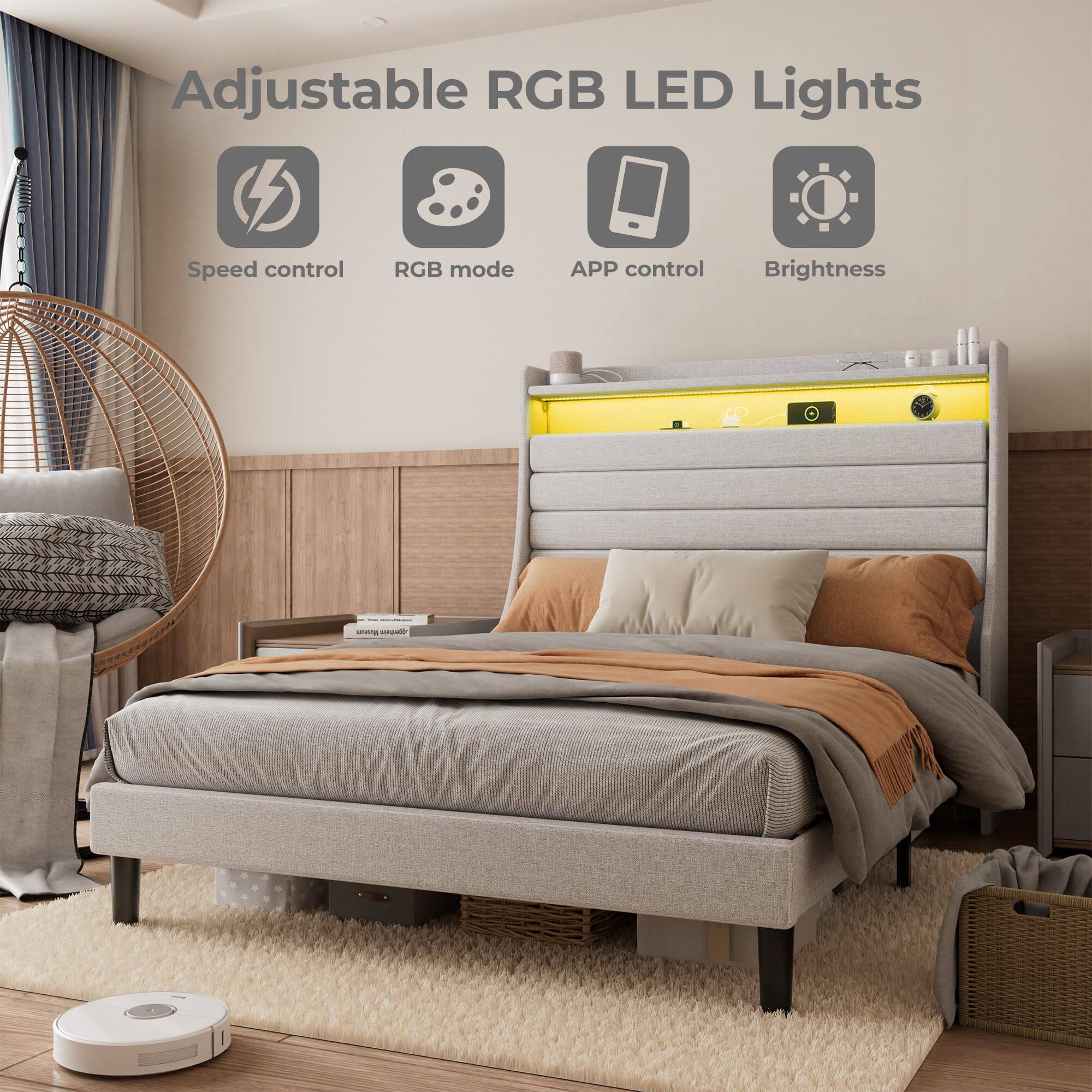 Adjustable RGB LED Lights

- Speed control
- RGB mode
- APP control
- Brightness