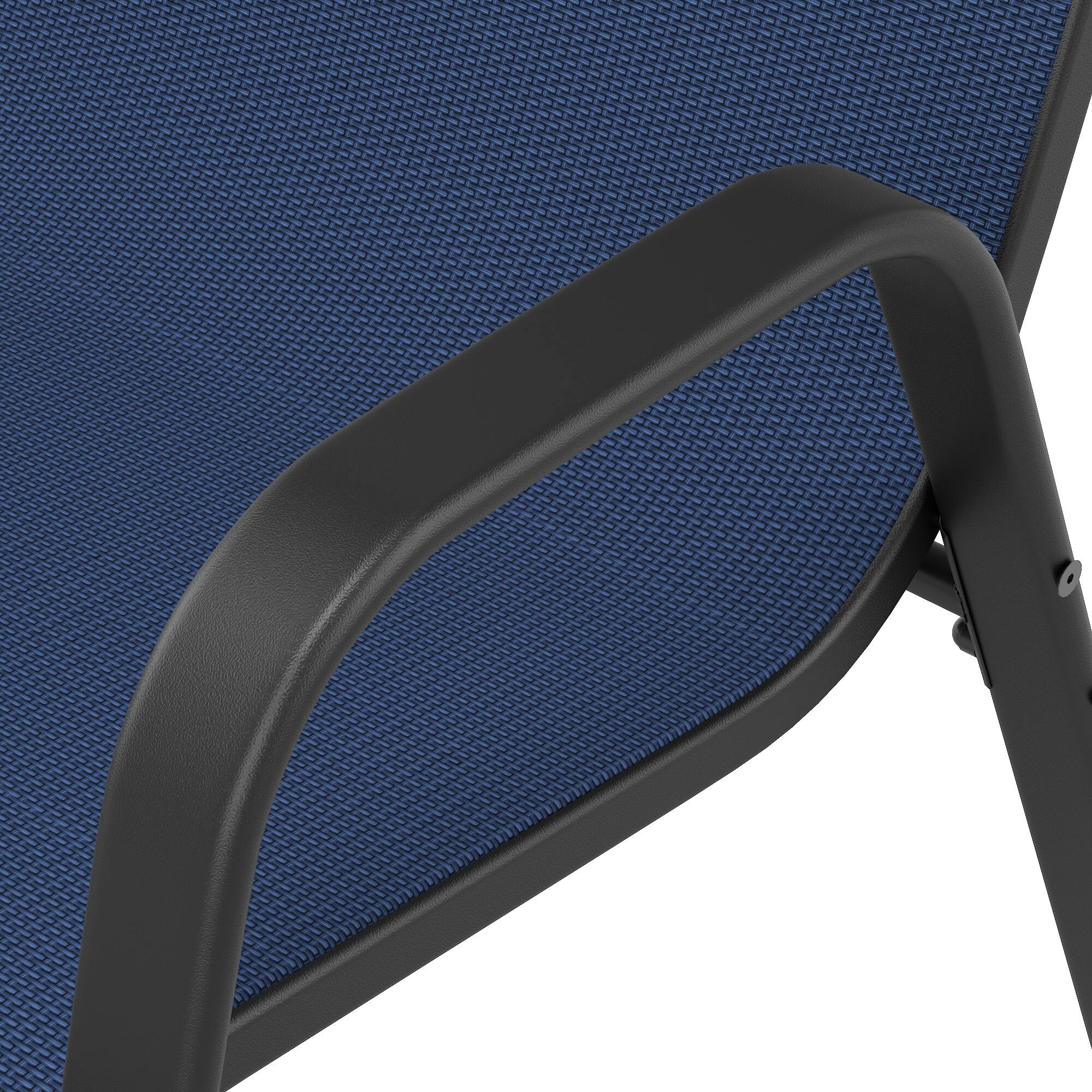 Alt View 2. Mondawe - 6-Piece Outdoor Dining Chairs Set, Teslin Fabric and Metal Frame - Black+Navy Blue.