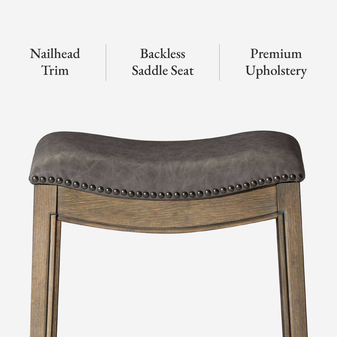 Nailhead Trim Backless Saddle Seat Premium Upholstery