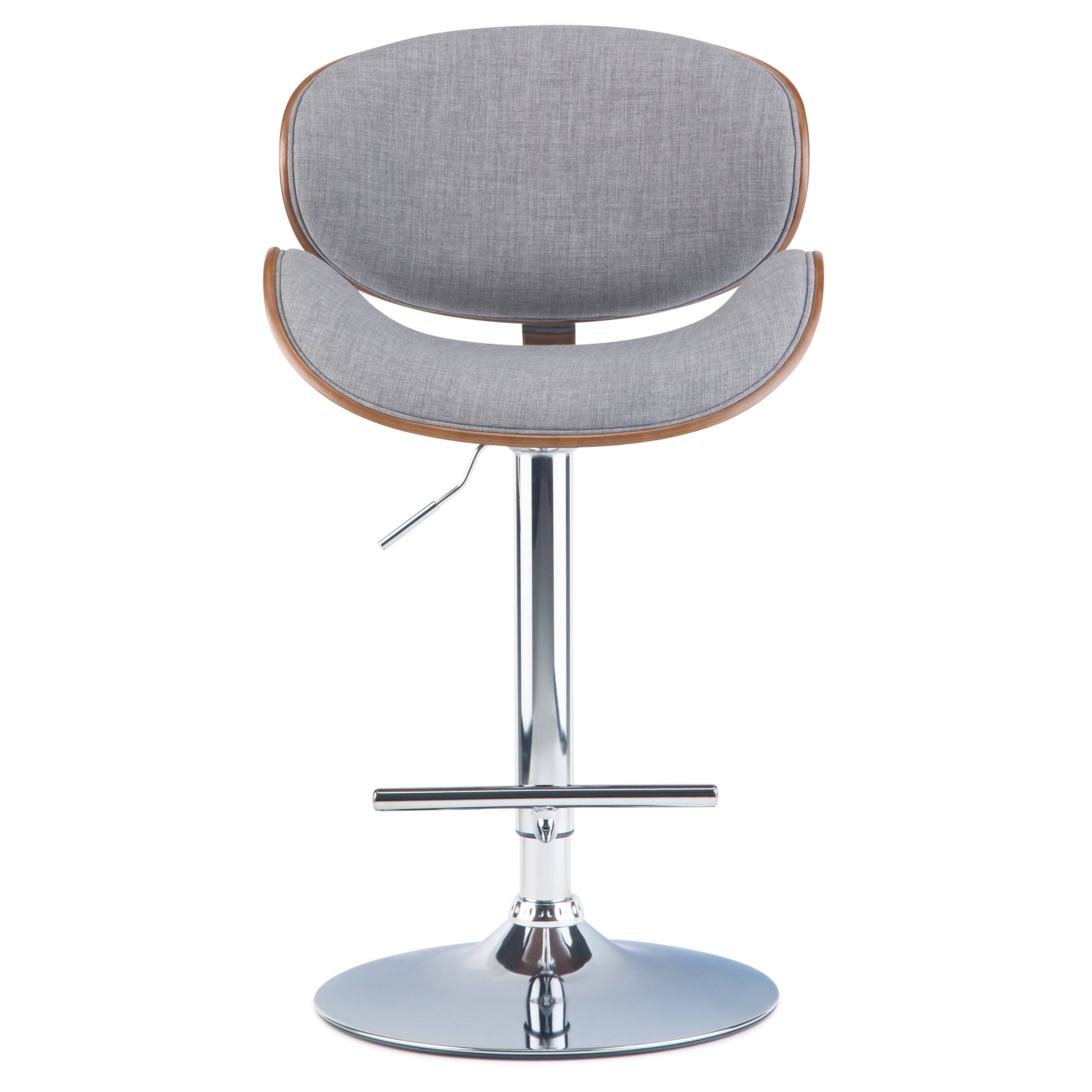 Left. Simpli Home - Marana Bentwood Adjustable Height Gas Lift Bar Stool - Grey.