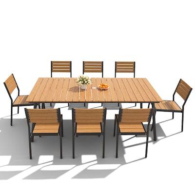 Alt View 10. Crestlive Products - Crestlive Products Water Proof 7/9/11pc Patio Dining Set Aluminum Frame Rectangle Table Stackable Stationary Chairs - Brown-9PC.