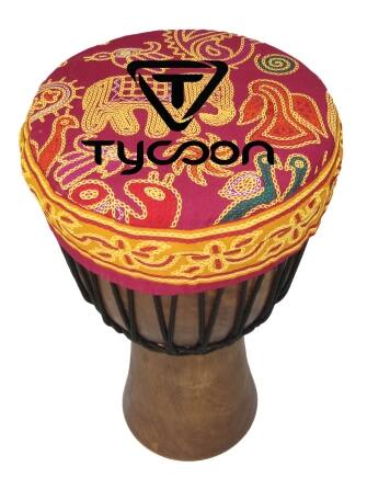 Front. Tycoon Percussion - 10" Djembe Hat, Padded Drum Cover for Protection & Tone Control, Made with Stretchy Elastic, Fits 10" Drums.