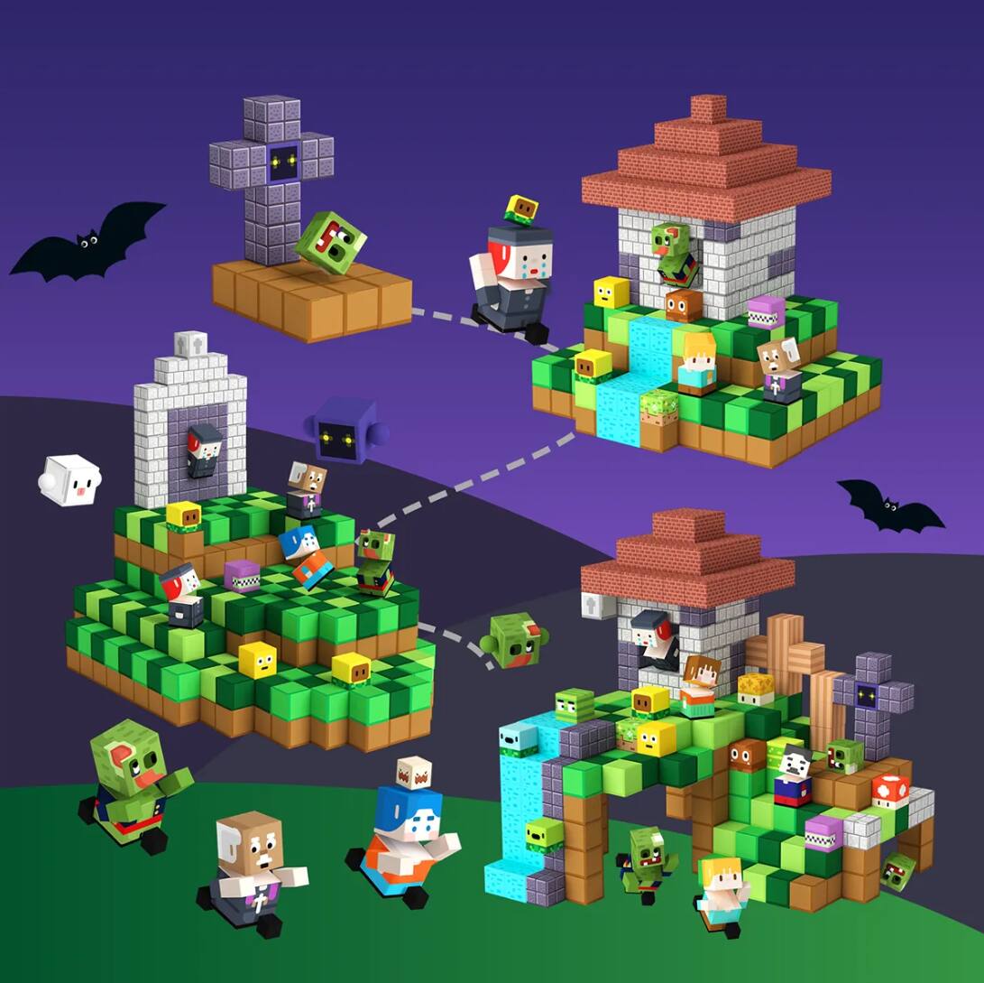 Left. GobiDex - 2.5cm Zomblocks 48 PCS Magnetic Blocks.