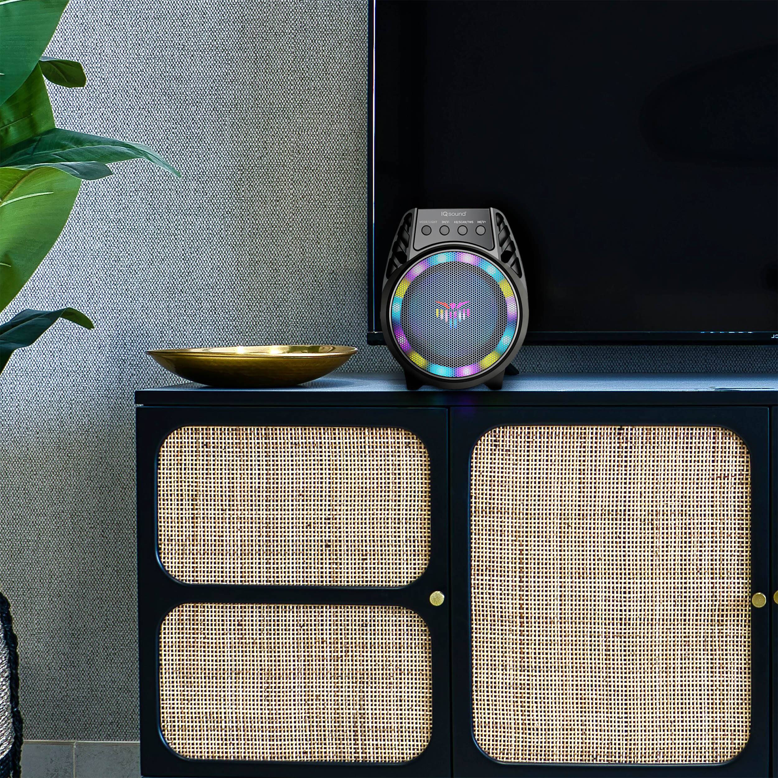 Alt View 4. iQ Sound - IQ Sound 4 Inch Bluetooth TWS Rechargeable LED Light Party Speaker in Black.