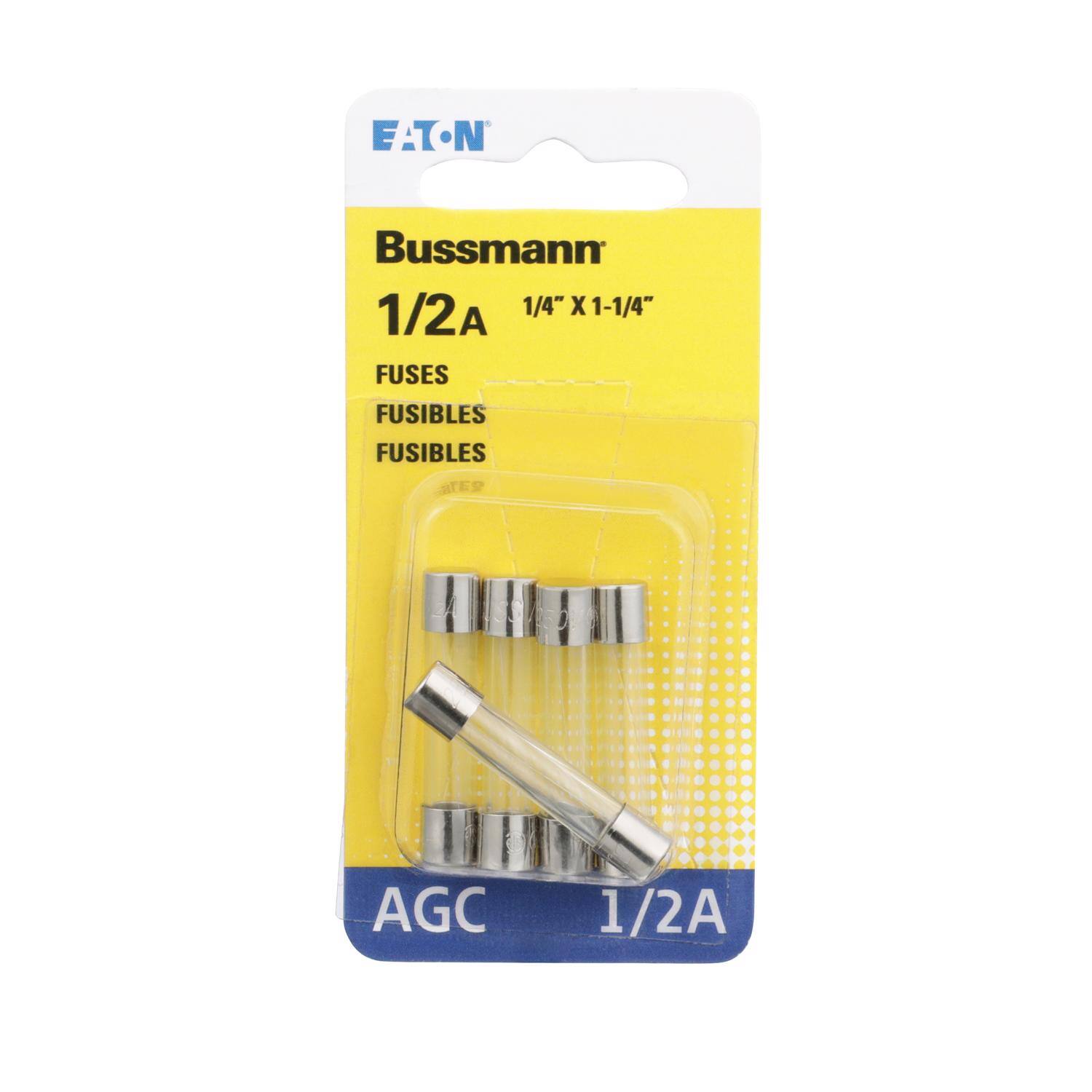 EATON  
Bussmann 1/2A 1/4" X 1-1/4" FUSES FUSIBLES FUSIBLES  
AGC  
1/2A