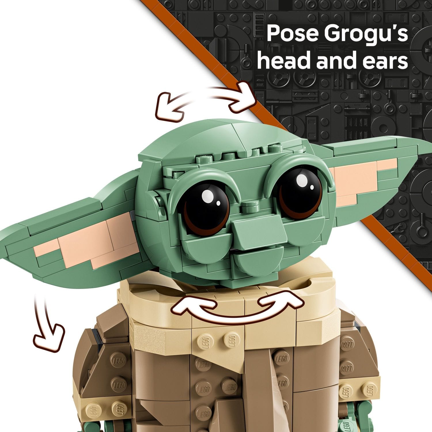Pose Grogu's head and ears a LEGO 1031 (770031 LEGO)