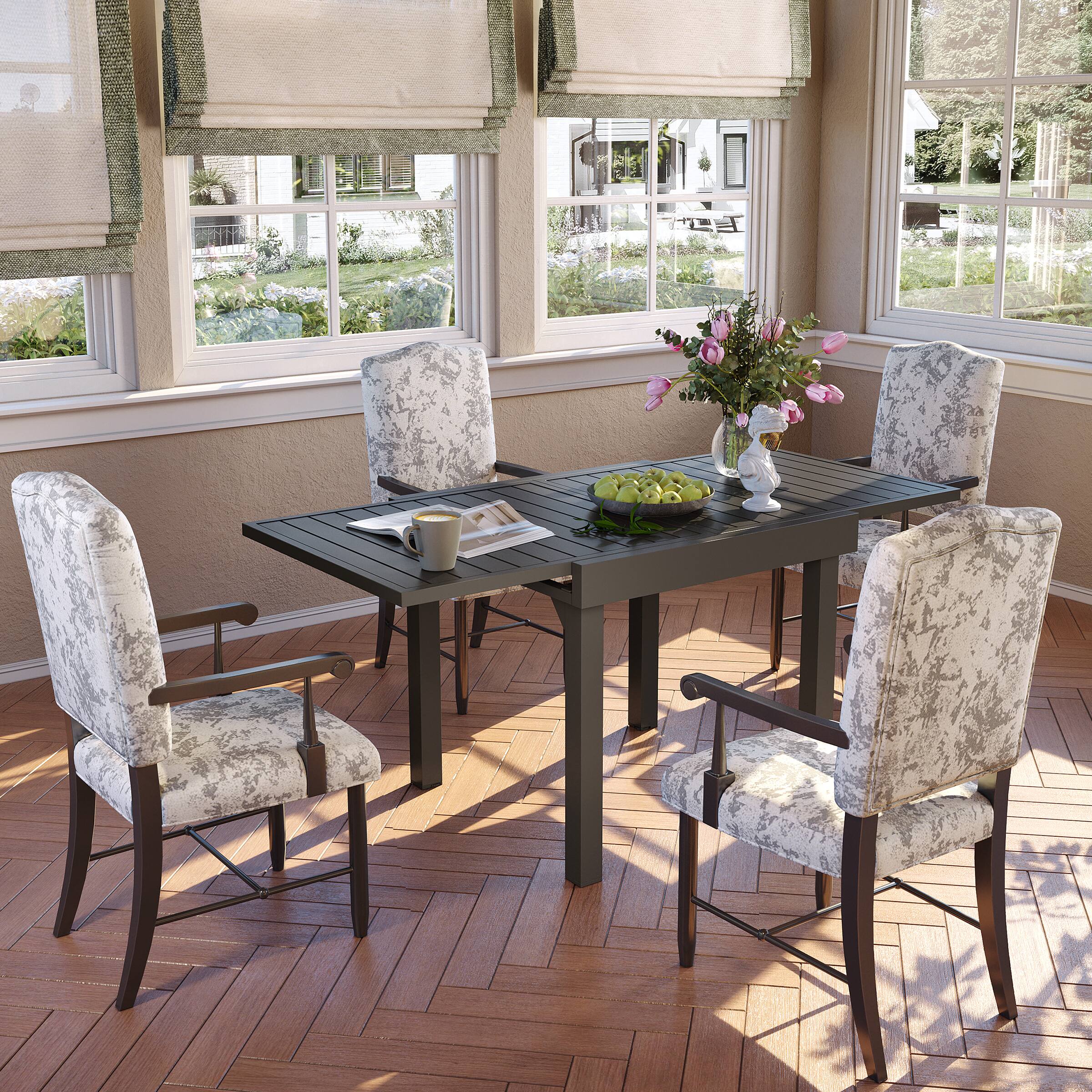 Alt View 6. Crestlive Products - Crestlive Products Outdoor Dining Table Aluminum Extendable Table - Black.