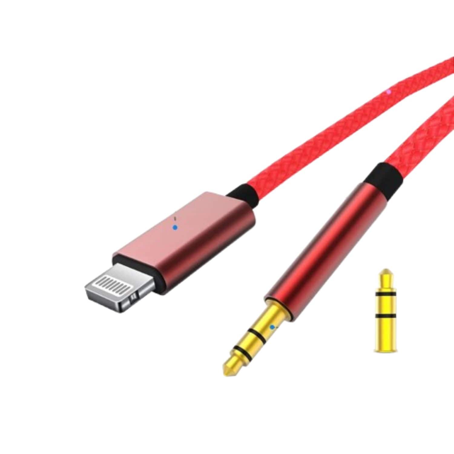 Stock Preferred - Headphone Jack Adapter For iPhone 14 13 12 11 XS X to 3.5 Aux Audio Cable Red 1 pack