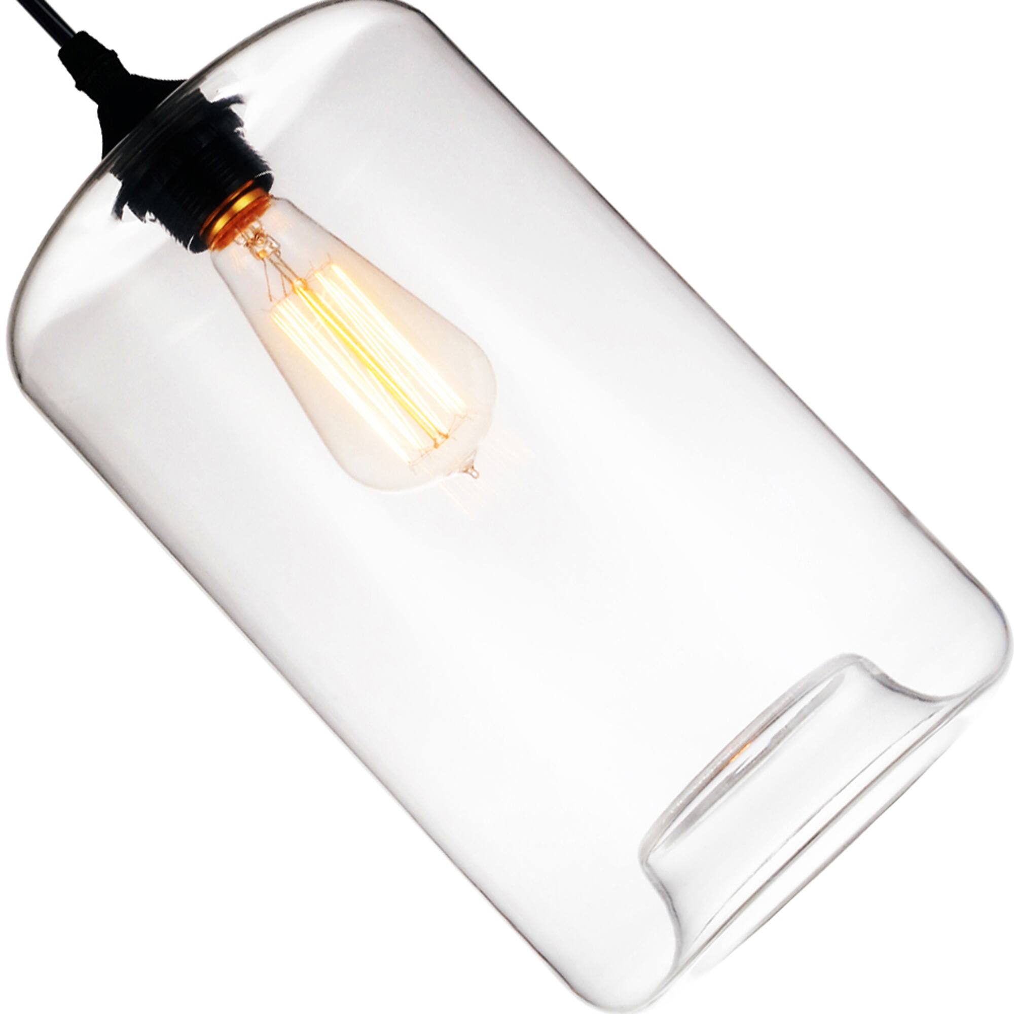 Left. CWI Lighting - Glass 1 Light Down Mini Pendant With Clear Finish - Black.