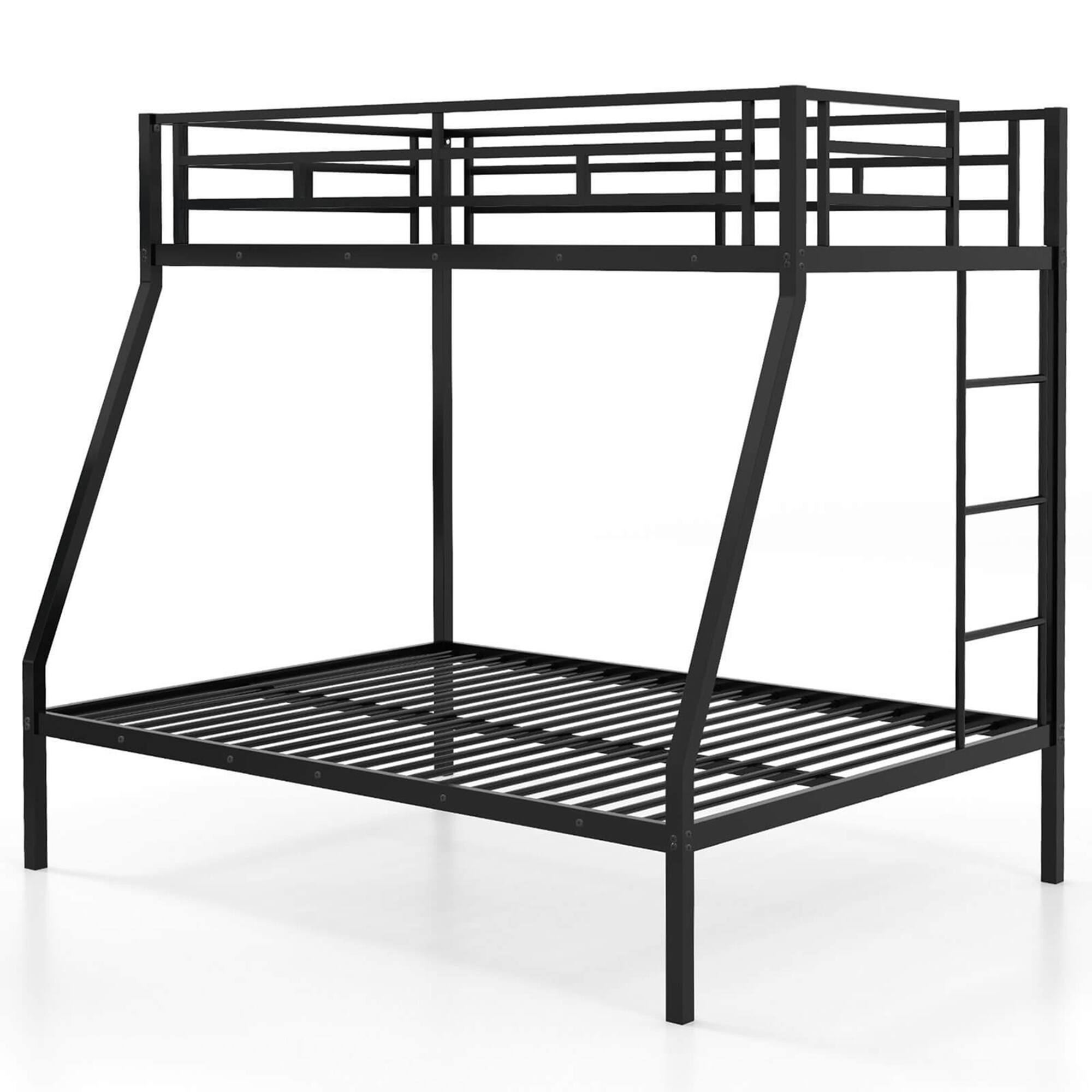 Alt View 1. Costway - Costway Twin Over Full Metal Bunk Bed with Integrated Ladder Full-length Guardrail - Black.